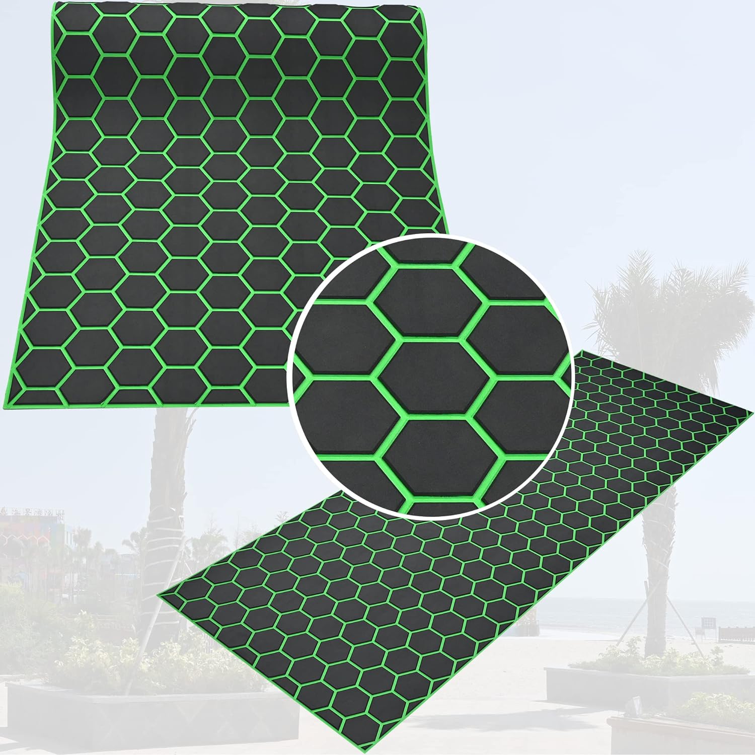 94,5 x 35,4 feuilles de terrasse de bateau auto-adhésives Eva à rayures hexagonales, pour yacht marin, camping-car, piscine, bateau, tapis épais antidérapant par PAIDU