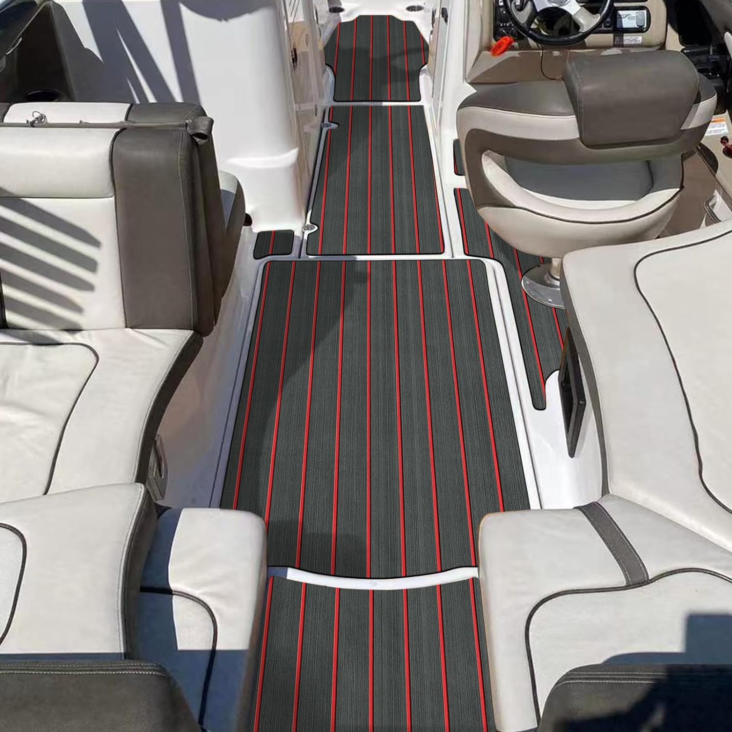 Boat Flooring Eva Foam Boat Decking 94x45/35/16 Faux Teak Marine Carpet Boat Flooring Non-slip Self-adhesive Foam Boat Deck Mat Rolls Sheet For MotorBoats Pontoon Yacht Jon Boat Floor By PAIDU