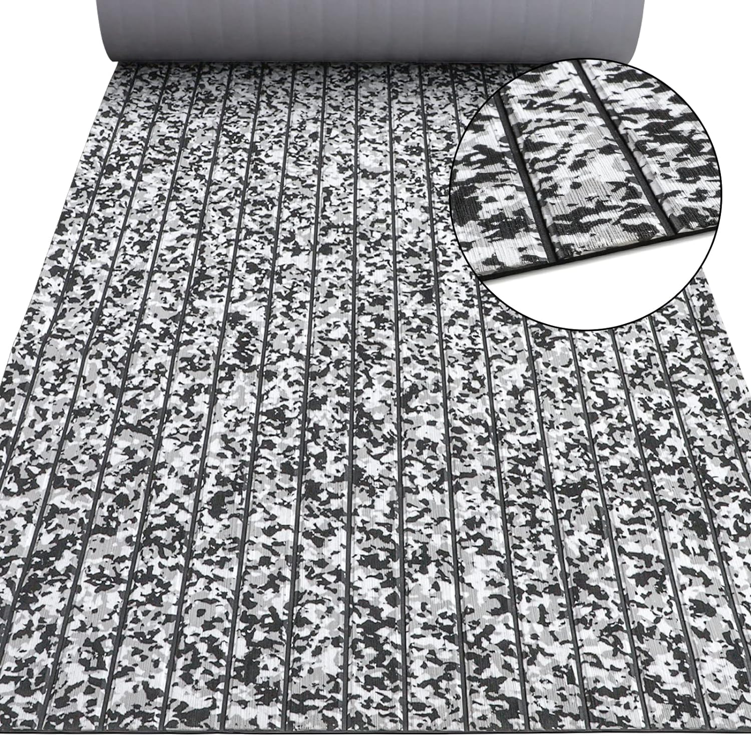 Plancher de bateau en mousse Eva pour pont de bateau 94&quot;x45&quot;/35&quot;/23&quot; Plancher de bateau auto-adhésif pour pont de mer Revêtement de sol de bateau marin antidérapant 6 mm Camo pour pont de bateau Yacht Jet Ski Kayak Planche de surf Bate