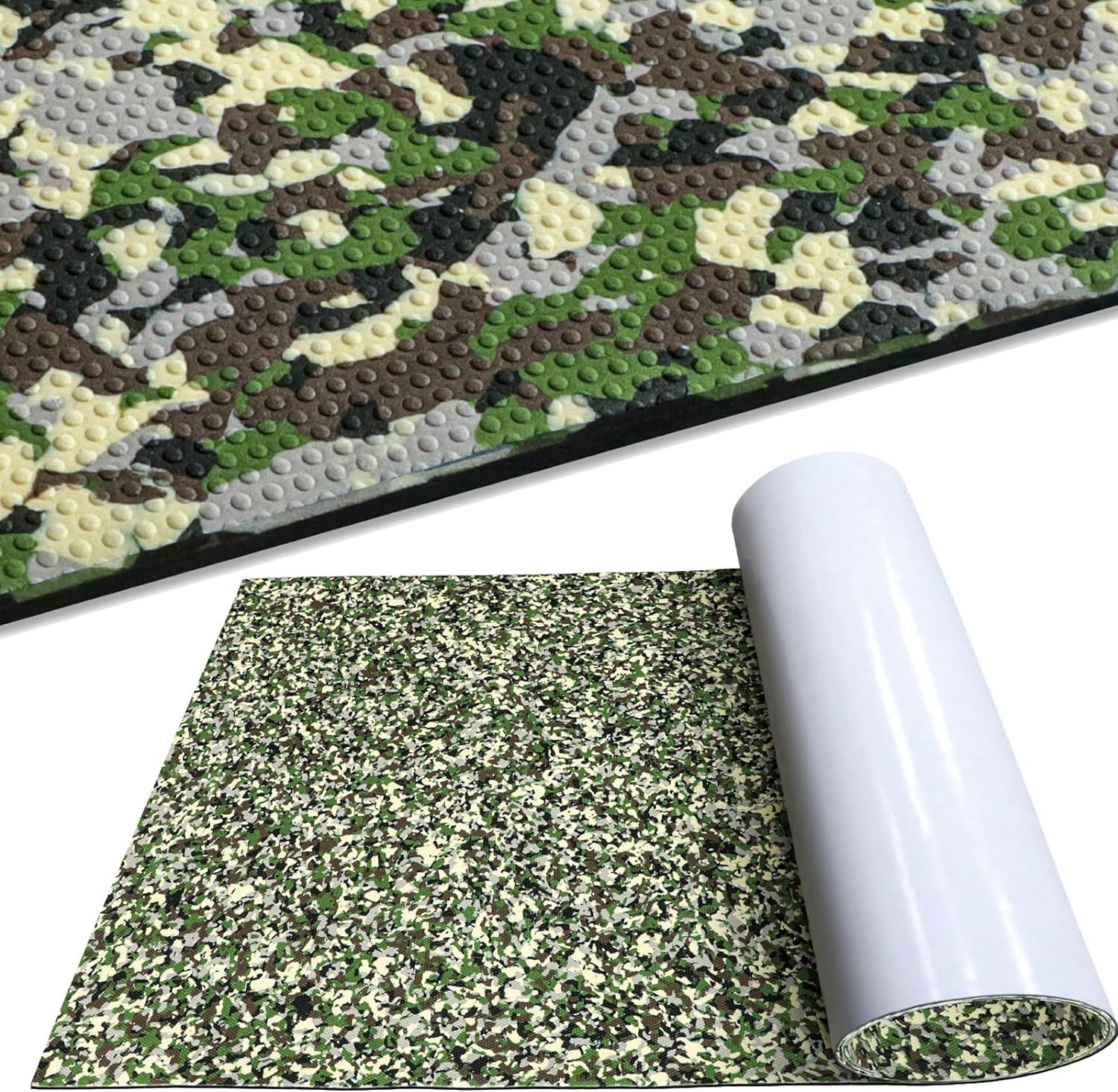 Plancher de bateau en mousse Eva pour terrasse de bateau - Revêtement de sol marin camouflage pour bateau - Feuille de terrasse en mousse 94 x 45/35/23 - Autocollant imperméable et antidérapant - Pour ponton de bateau en caoutchouc de pêche Jon