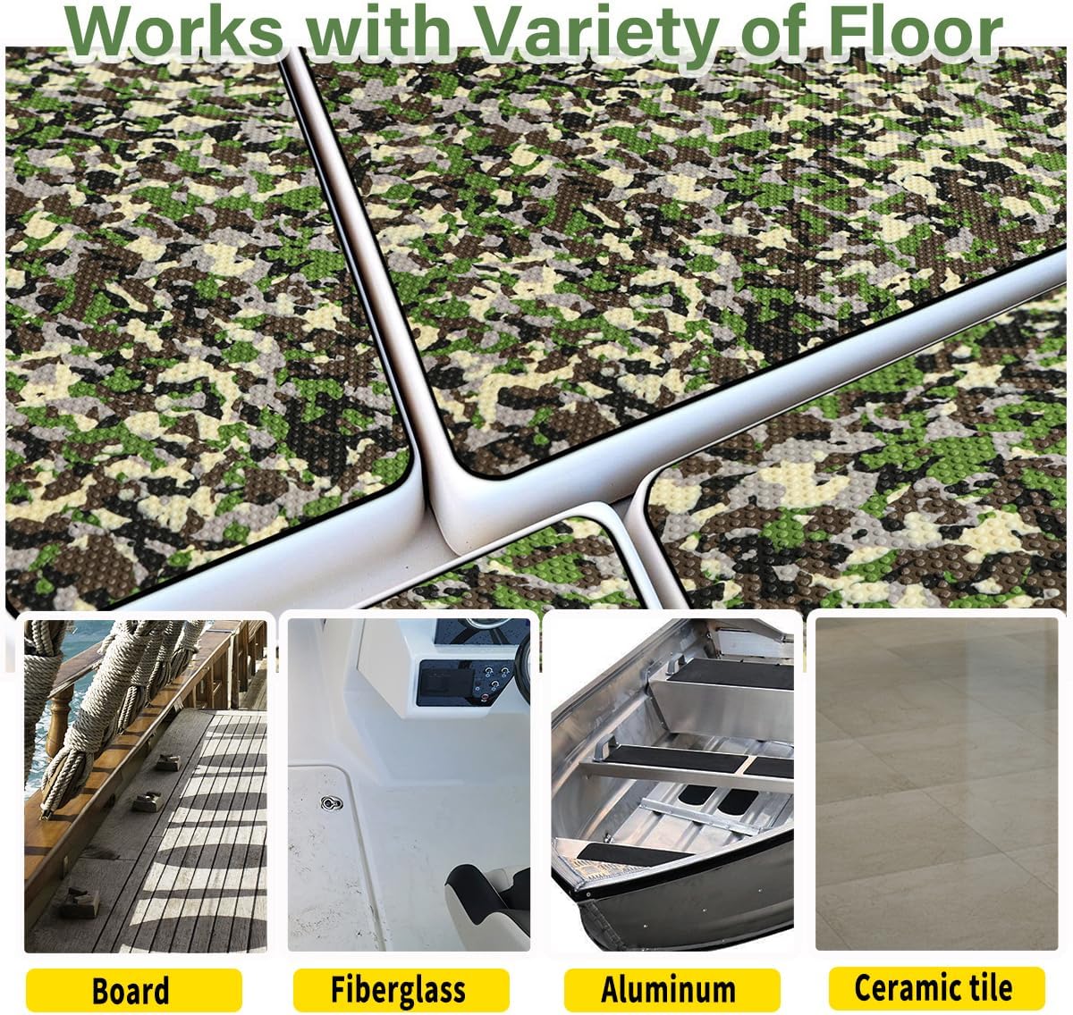Boat Flooring Eva Foam Boat Decking Camo Marine Flooring For Boat Foam Decking Sheet 94x45/35/23 Self-adhesive Waterproof Non-slip Boat Flooring Deck for Jon Fishing Rubber Boat Pontoon By PAIDU