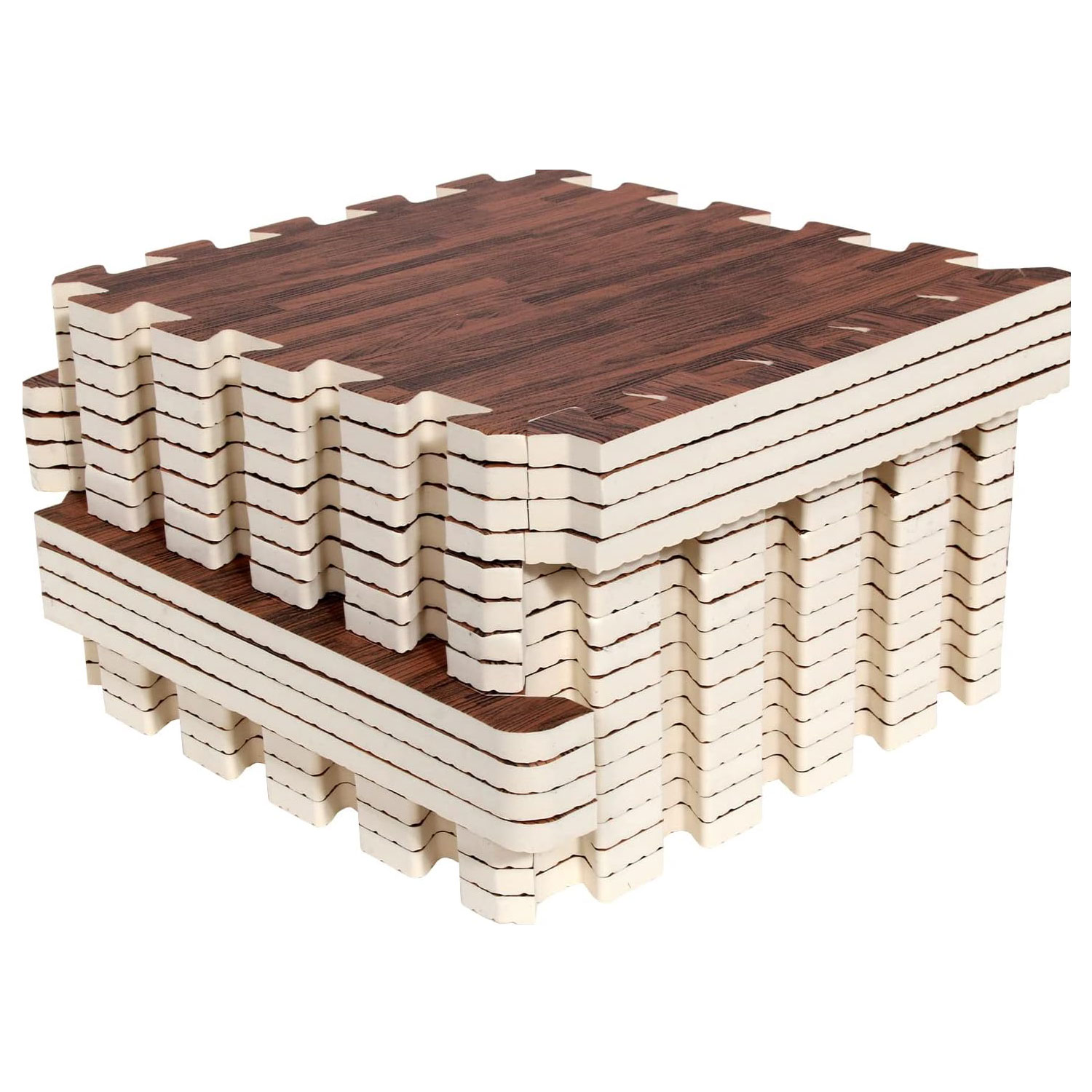 PAIDU Lot de 16 tapis en mousse Eva imprimés emboîtables pour sol de protection, carrelage de sol, tapis de jeu pour chambre d&#39;enfant, salon, chambre à coucher, maison 30 x 30 cm, grain de bois marron par PAIDU