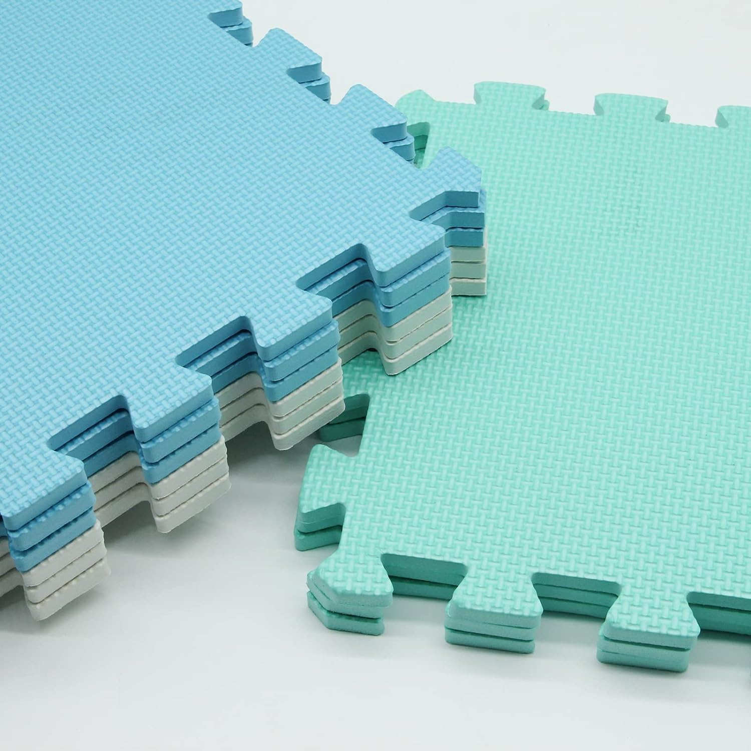 Interlocking Floor Mats Soft Puzzle Play Mats Thick Eva Foam Play Tiles Anti-fatigue Flooring Carpet 17 Square Feet Gym Mat Rug For Home Exercise Yoga Workout Blue White Green 18 Tiles By PAIDU
