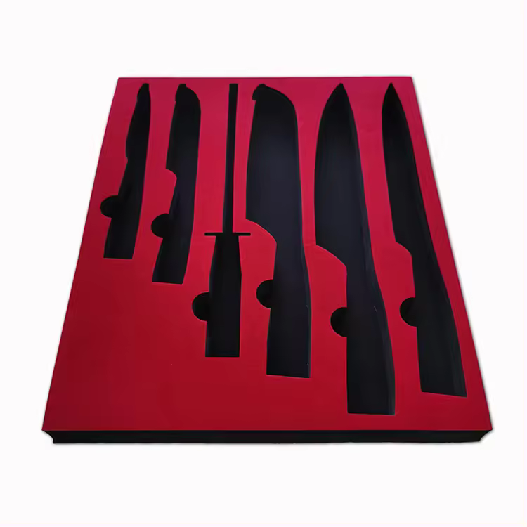 Paidu Factory Custom Hot Selling High Quality EVA Foam Insert Velvet Sponge Insert Packaging for Knife Fork Spoon Packing